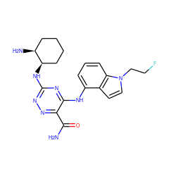 NC(=O)c1nnc(N[C@@H]2CCCC[C@@H]2N)nc1Nc1cccc2c1ccn2CCF ZINC000223197459