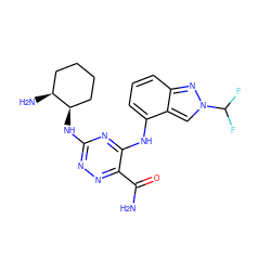 NC(=O)c1nnc(N[C@@H]2CCCC[C@@H]2N)nc1Nc1cccc2nn(C(F)F)cc12 ZINC001772654835