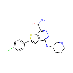 NC(=O)c1nnc(N[C@H]2CCCNC2)c2cc(-c3ccc(Cl)cc3)sc12 ZINC000058649788