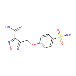 NC(=O)c1nonc1COc1ccc(S(N)(=O)=O)cc1 ZINC000299839127