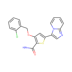 NC(=O)c1sc(-c2cnc3ccccn23)cc1OCc1ccccc1Cl ZINC000042989565