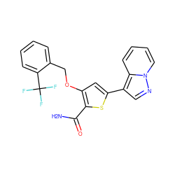 NC(=O)c1sc(-c2cnn3ccccc23)cc1OCc1ccccc1C(F)(F)F ZINC000043123518