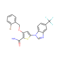 NC(=O)c1sc(-n2cnc3cc(C(F)(F)F)ccc32)cc1OCc1ccccc1Br ZINC000040420764