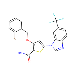 NC(=O)c1sc(-n2cnc3ccc(C(F)(F)F)cc32)cc1OCc1ccccc1Br ZINC000040934898