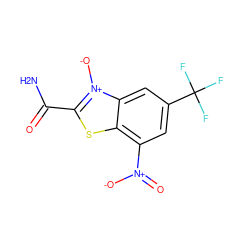 NC(=O)c1sc2c([N+](=O)[O-])cc(C(F)(F)F)cc2[n+]1[O-] ZINC000002577648