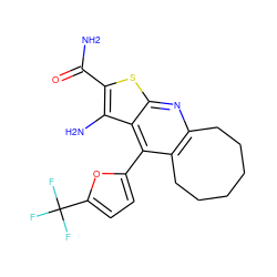 NC(=O)c1sc2nc3c(c(-c4ccc(C(F)(F)F)o4)c2c1N)CCCCCC3 ZINC000049070922