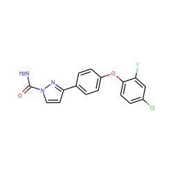 NC(=O)n1ccc(-c2ccc(Oc3ccc(Cl)cc3F)cc2)n1 ZINC000034032957