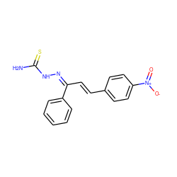 NC(=S)N/N=C(/C=C/c1ccc([N+](=O)[O-])cc1)c1ccccc1 ZINC000072118555