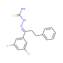 NC(=S)N/N=C(\CCc1ccccc1)c1cc(Cl)cc(Cl)c1 ZINC000029049038