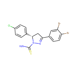 NC(=S)N1N=C(c2ccc(Br)c(Br)c2)C[C@H]1c1ccc(Cl)cc1 ZINC000053229419