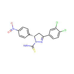 NC(=S)N1N=C(c2ccc(Cl)c(Cl)c2)C[C@H]1c1ccc([N+](=O)[O-])cc1 ZINC000053243653