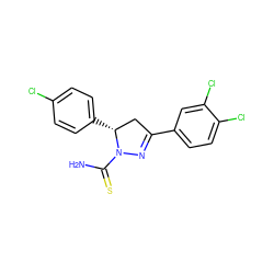 NC(=S)N1N=C(c2ccc(Cl)c(Cl)c2)C[C@H]1c1ccc(Cl)cc1 ZINC000053297513