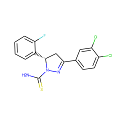 NC(=S)N1N=C(c2ccc(Cl)c(Cl)c2)C[C@H]1c1ccccc1F ZINC000053296892