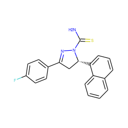 NC(=S)N1N=C(c2ccc(F)cc2)C[C@H]1c1cccc2ccccc12 ZINC000095581679