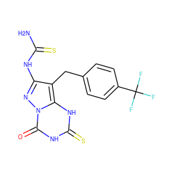 NC(=S)Nc1nn2c(=O)[nH]c(=S)[nH]c2c1Cc1ccc(C(F)(F)F)cc1 ZINC000169309406