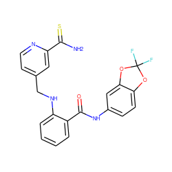 NC(=S)c1cc(CNc2ccccc2C(=O)Nc2ccc3c(c2)OC(F)(F)O3)ccn1 ZINC000028951773