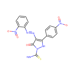 NC(=S)n1[nH]c(-c2ccc([N+](=O)[O-])cc2)c(/N=N/c2ccccc2[N+](=O)[O-])c1=O ZINC000169325471