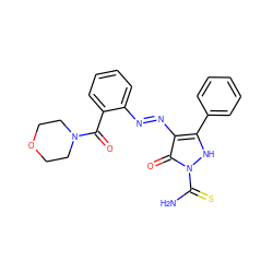 NC(=S)n1[nH]c(-c2ccccc2)c(N=Nc2ccccc2C(=O)N2CCOCC2)c1=O ZINC000299849737