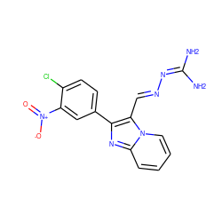 NC(N)=N/N=C/c1c(-c2ccc(Cl)c([N+](=O)[O-])c2)nc2ccccn12 ZINC000029133078