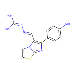 NC(N)=N/N=C/c1c(-c2ccc(N)cc2)nc2sccn12 ZINC000013219908