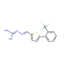 NC(N)=N/N=C/c1ccc(-c2ccccc2C(F)(F)F)s1 ZINC000045286398