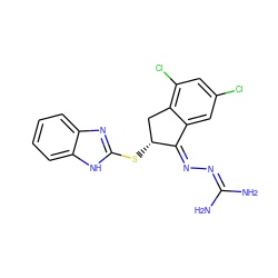 NC(N)=N/N=C1\c2cc(Cl)cc(Cl)c2C[C@H]1Sc1nc2ccccc2[nH]1 ZINC000043080208