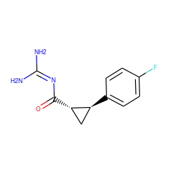 NC(N)=NC(=O)[C@H]1C[C@@H]1c1ccc(F)cc1 ZINC000013864210