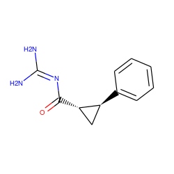 NC(N)=NC(=O)[C@H]1C[C@@H]1c1ccccc1 ZINC000013864206