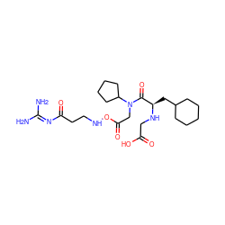 NC(N)=NC(=O)CCNOC(=O)CN(C(=O)[C@@H](CC1CCCCC1)NCC(=O)O)C1CCCC1 ZINC000034633567