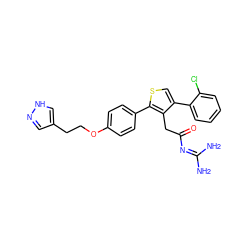 NC(N)=NC(=O)Cc1c(-c2ccccc2Cl)csc1-c1ccc(OCCc2cn[nH]c2)cc1 ZINC000028826080