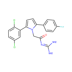 NC(N)=NC(=O)Cn1c(-c2ccc(F)cc2)ccc1-c1cc(Cl)ccc1Cl ZINC000029039948