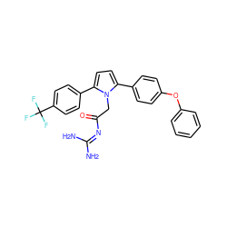 NC(N)=NC(=O)Cn1c(-c2ccc(Oc3ccccc3)cc2)ccc1-c1ccc(C(F)(F)F)cc1 ZINC000029040041