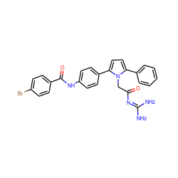 NC(N)=NC(=O)Cn1c(-c2ccccc2)ccc1-c1ccc(NC(=O)c2ccc(Br)cc2)cc1 ZINC000029040182