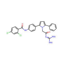 NC(N)=NC(=O)Cn1c(-c2ccccc2)ccc1-c1ccc(NC(=O)c2ccc(Cl)cc2Cl)cc1 ZINC000029040177