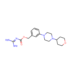 NC(N)=NC(=O)OCc1cccc(N2CCN(C3CCOCC3)CC2)c1 ZINC000204307747