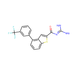 NC(N)=NC(=O)c1cc2c(-c3cccc(C(F)(F)F)c3)cccc2s1 ZINC000028524865