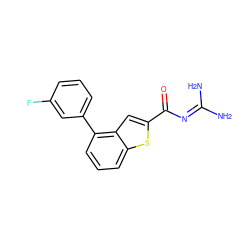 NC(N)=NC(=O)c1cc2c(-c3cccc(F)c3)cccc2s1 ZINC000028524568