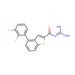 NC(N)=NC(=O)c1cc2c(-c3cccc(F)c3F)cccc2s1 ZINC000028525534