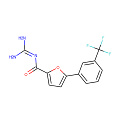 NC(N)=NC(=O)c1ccc(-c2cccc(C(F)(F)F)c2)o1 ZINC000013642661