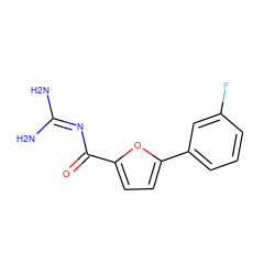 NC(N)=NC(=O)c1ccc(-c2cccc(F)c2)o1 ZINC000013642653