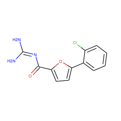 NC(N)=NC(=O)c1ccc(-c2ccccc2Cl)o1 ZINC000013642633