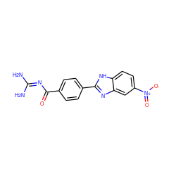 NC(N)=NC(=O)c1ccc(-c2nc3cc([N+](=O)[O-])ccc3[nH]2)cc1 ZINC000028819098