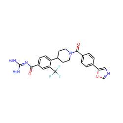 NC(N)=NC(=O)c1ccc(C2CCN(C(=O)c3ccc(-c4cnco4)cc3)CC2)c(C(F)(F)F)c1 ZINC000095553394