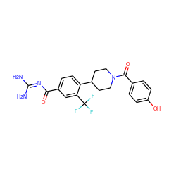 NC(N)=NC(=O)c1ccc(C2CCN(C(=O)c3ccc(O)cc3)CC2)c(C(F)(F)F)c1 ZINC000095556312