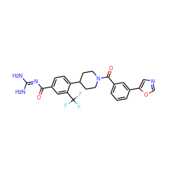 NC(N)=NC(=O)c1ccc(C2CCN(C(=O)c3cccc(-c4cnco4)c3)CC2)c(C(F)(F)F)c1 ZINC000095553084