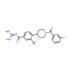 NC(N)=NC(=O)c1ccc(C2CCN(C(=O)c3cccc(Cl)c3)CC2)c(C(F)(F)F)c1 ZINC000095555221