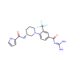 NC(N)=NC(=O)c1ccc(N2CCC[C@@H](NC(=O)c3ccc[nH]3)C2)c(C(F)(F)F)c1 ZINC000095552664