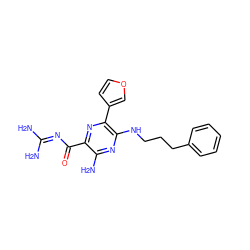 NC(N)=NC(=O)c1nc(-c2ccoc2)c(NCCCc2ccccc2)nc1N ZINC000043065520