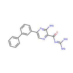 NC(N)=NC(=O)c1ncc(-c2cccc(-c3ccccc3)c2)nc1N ZINC000040879390