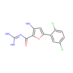 NC(N)=NC(=O)c1oc(-c2cc(Cl)ccc2Cl)cc1N ZINC000028822436